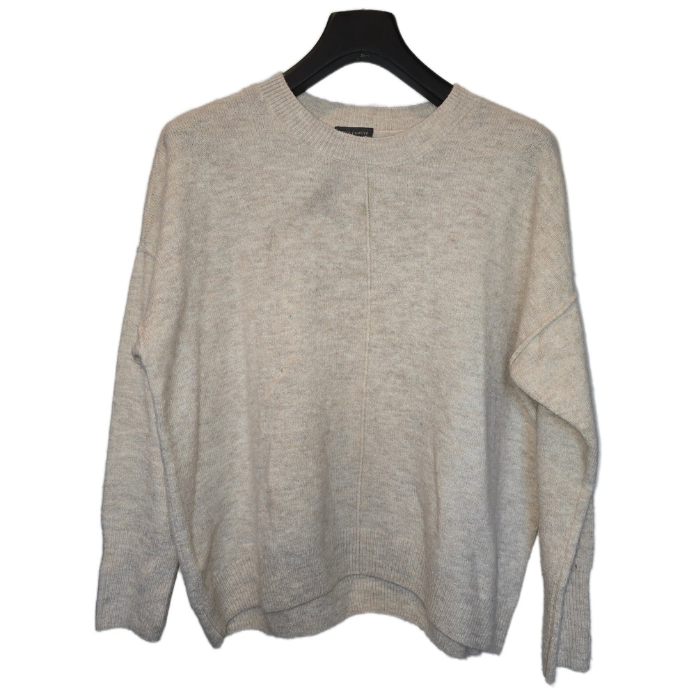 Vince Camuto Womens Oatmeal Heather Center Seam Oversized Crewneck Sweater Sz M